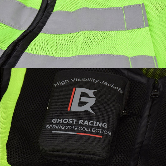 GHOST RACING GR-Y06 Motorcycle Riding Vest Safety Reflective Vest, M, L, XL, XXL, XXXL