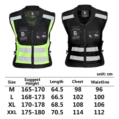 GHOST RACING GR-Y06 Motorcycle Riding Vest Safety Reflective Vest, M, L, XL, XXL, XXXL