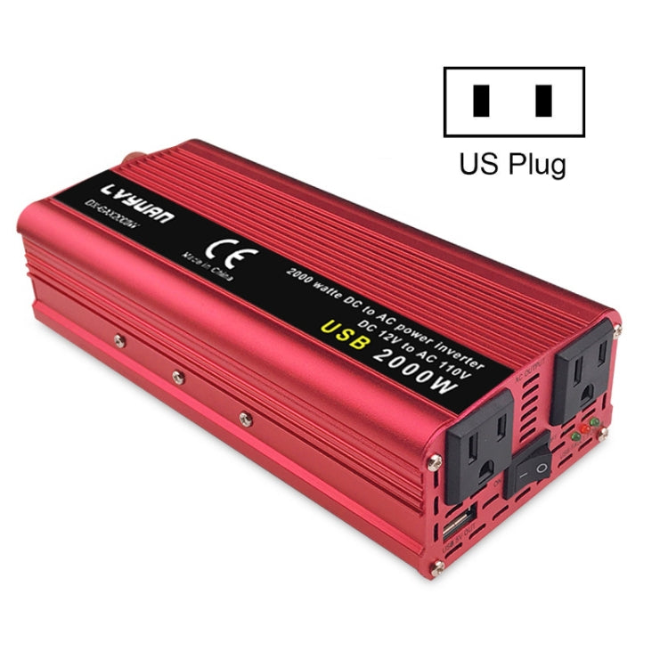 LVYUAN Car Inverter Dual USB Power Converter, 12V to 220V 1500W, 24V to 220V 1500W, 12V to 220V 1500W UK Plug, 12V to 220V 1500W AU Plug, 12V to 110V 1500W US Plug, 12V to 220V 2000W, 24V to 220V 2000W, 12V to 220V 2000W UK Plug, 12V to 220V 2000W AU P...