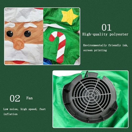 شجرة عيد الميلاد سانتا كلوز رجل الثلج قابل للنفخ زينة عيد الميلاد المضيئة LED، قابس الولايات المتحدة