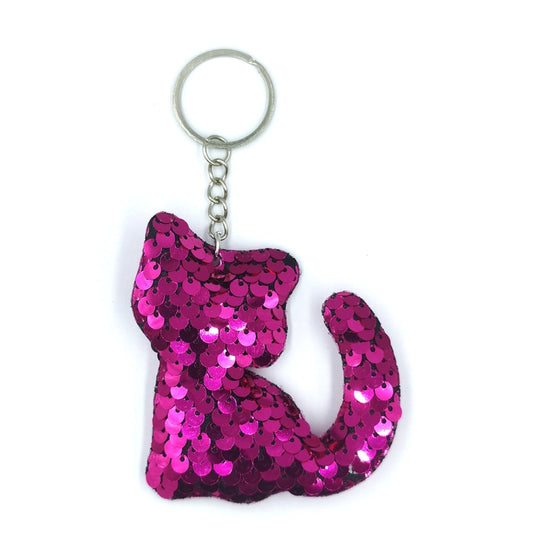 10 PCS PET Sequins Reflective Cat Keychain Bag Car Pendant, Rose Red 11, Pink 3, Green 4, Royal Blue, Sky Blue, White Colorful, Gold, Red