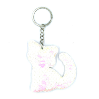 10 PCS PET Sequins Reflective Cat Keychain Bag Car Pendant, Rose Red 11, Pink 3, Green 4, Royal Blue, Sky Blue, White Colorful, Gold, Red