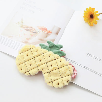 Fruit Plush Eye Mask Cute Soft Girl Sleep Blackout Eye Mask, Strawberry, Pineapple, Carrot, Cactus, Shallow Pink Strawberry