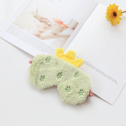 Fruit Plush Eye Mask Cute Soft Girl Sleep Blackout Eye Mask, Strawberry, Pineapple, Carrot, Cactus, Shallow Pink Strawberry