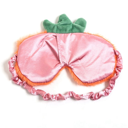 Fruit Plush Eye Mask Cute Soft Girl Sleep Blackout Eye Mask, Strawberry, Pineapple, Carrot, Cactus, Shallow Pink Strawberry