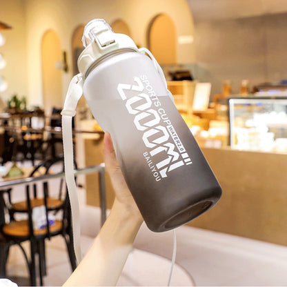 Frosted Gradient Color Large-Capacity Sports Water Cup Outdoor Portable Straw Water Bottle