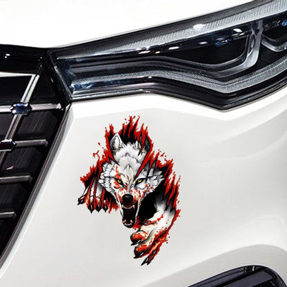 3D Realistic Wolf Head Hood Door Car Body Decoration Stickers Scratches Cover Waterproof Car Stickers, Wolf Head Right, Wolf Head Left