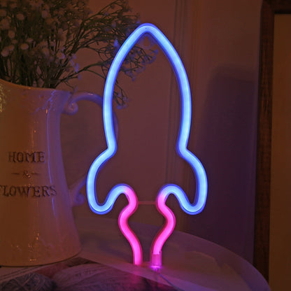 صندوق بطارية USB لإضاءة نيون LED مخصصة للديكور، مزدوج الاستخدام، المواصفات: كائن فضائي، كوكب، صاروخ