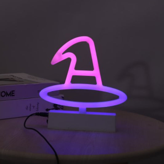 أضواء ديكورية بإضاءة نيون LED لأجواء احتفالية، أضواء ديكورية لمتجر البار، قبعة ساحرة، ساحرة مكنسة، زجاجة مستديرة، زجاجة طويلة، جمجمة، حلوى، بو، خفاش، عين