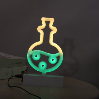 أضواء ديكورية بإضاءة نيون LED لأجواء احتفالية، أضواء ديكورية لمتجر البار، قبعة ساحرة، ساحرة مكنسة، زجاجة مستديرة، زجاجة طويلة، جمجمة، حلوى، بو، خفاش، عين