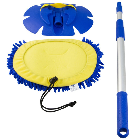 Chenille Water Brush Telescopic Rotary Roller Brush Cleaning Mop, Rotary Royal Blue