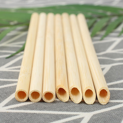 10 PCS Juice Coffee Pearl Milk Tea Natural Degradable Bamboo Straw, Style:, 20cm Flat, 20cm Oblique