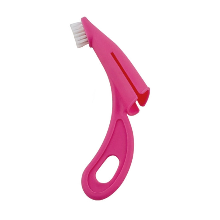 Pet Finger Toothbrush Cat And Dog Oral Cleaning Tool Soft Brush, White, Rose Red