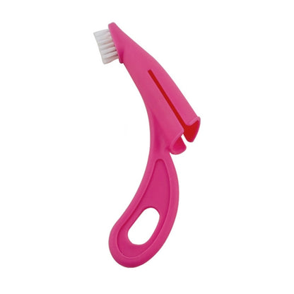 Pet Finger Toothbrush Cat And Dog Oral Cleaning Tool Soft Brush, White, Rose Red