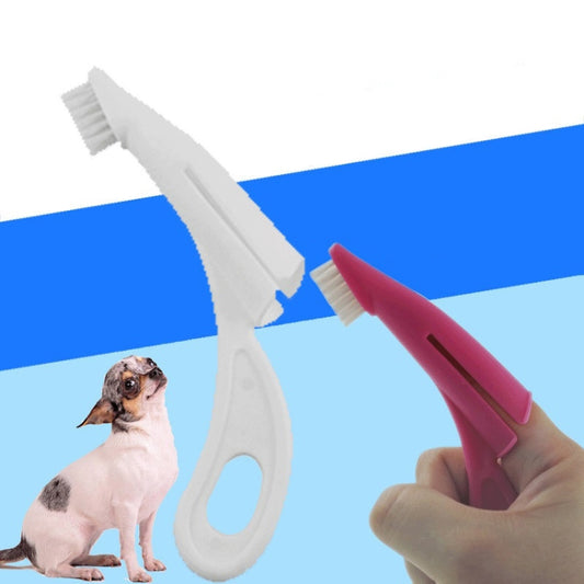 Pet Finger Toothbrush Cat And Dog Oral Cleaning Tool Soft Brush, White, Rose Red