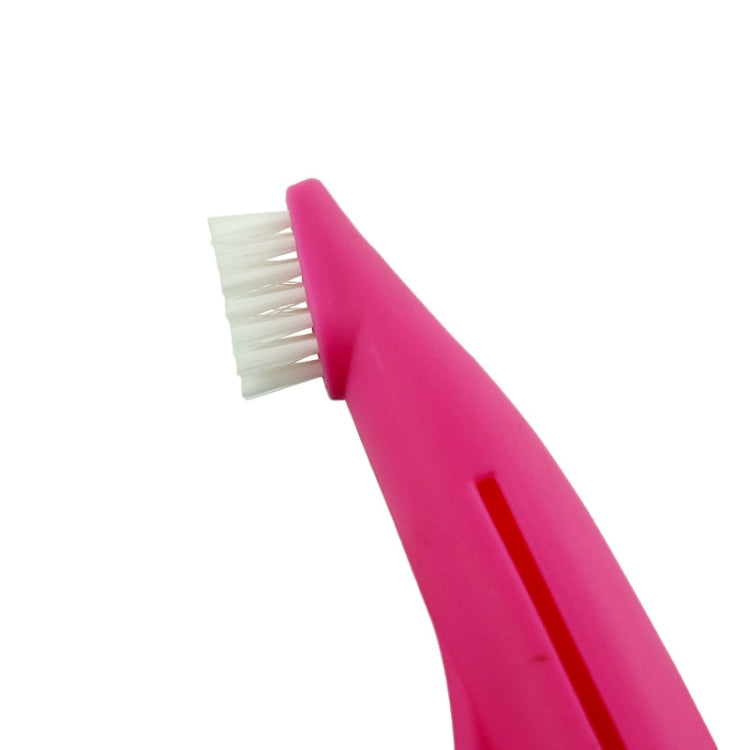 Pet Finger Toothbrush Cat And Dog Oral Cleaning Tool Soft Brush, White, Rose Red
