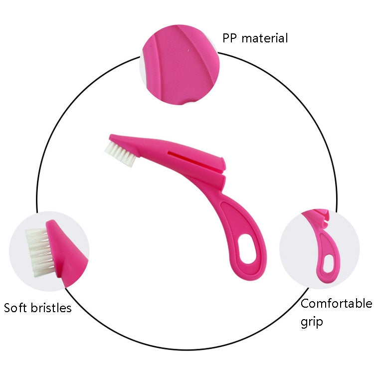 Pet Finger Toothbrush Cat And Dog Oral Cleaning Tool Soft Brush, White, Rose Red