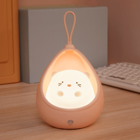 TL15 Cartoon Body Sensing Bedside Cabinet USB Charging Night Light, Pink Cat, Blue Cat, White Cat, Pink Rabbit, Blue Rabbit, White Rabbit