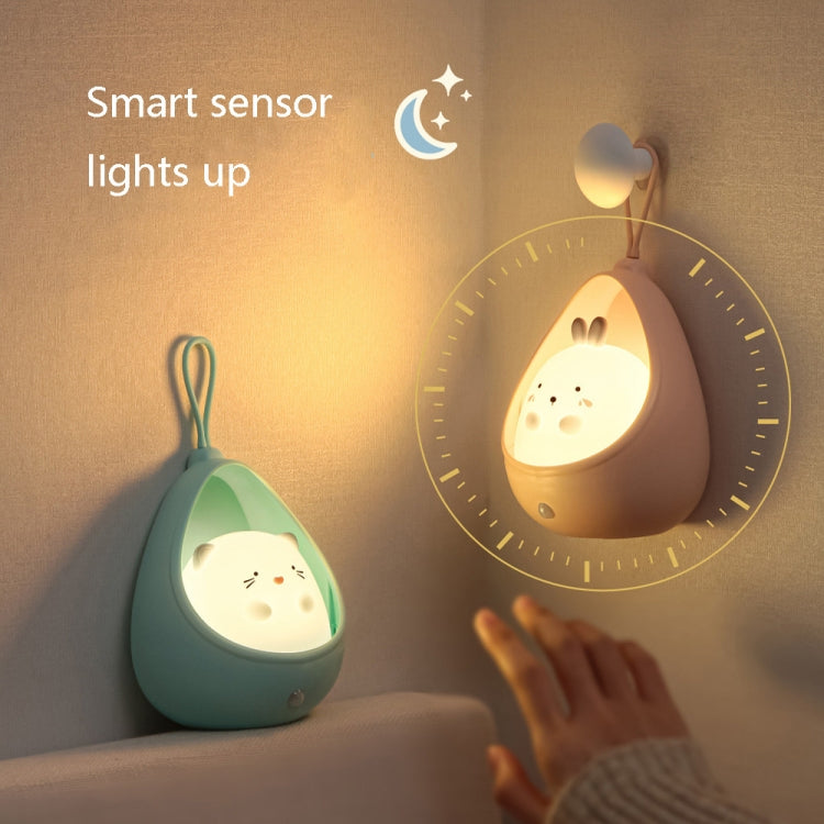 TL15 Cartoon Body Sensing Bedside Cabinet USB Charging Night Light, Pink Cat, Blue Cat, White Cat, Pink Rabbit, Blue Rabbit, White Rabbit