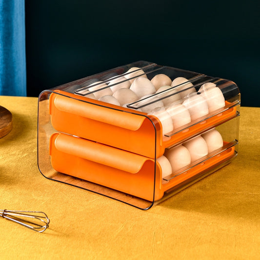 Household Double-Layer Drawer Type Egg Storage Sox, Orange, White, Gray