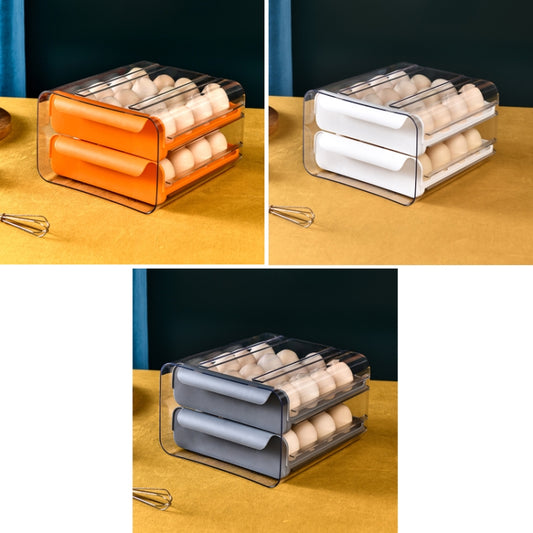 Household Double-Layer Drawer Type Egg Storage Sox, Orange, White, Gray