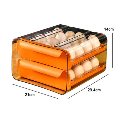 Household Double-Layer Drawer Type Egg Storage Sox, Orange, White, Gray