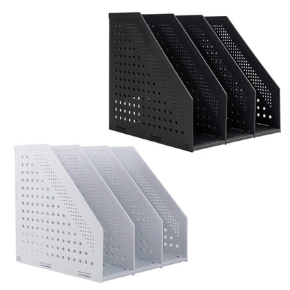 Deli 78995 Three-Compartment File Rack Foldable Desktop Storage Book Stand, Dark Gray, Light Gray