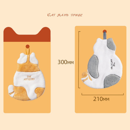 Home Kitchen Bathroom Cute Cat Hand Towel, Yellow, Grey