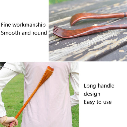 BQR01 Back Scratcher Long Handle Wooden Massage Scratcher, Style:, Round Red, Round Nature Color, Square Red, Square Nature Color, Bamboo Section Red, Bamboo Section Nature Color, Dual-use, Small Hand