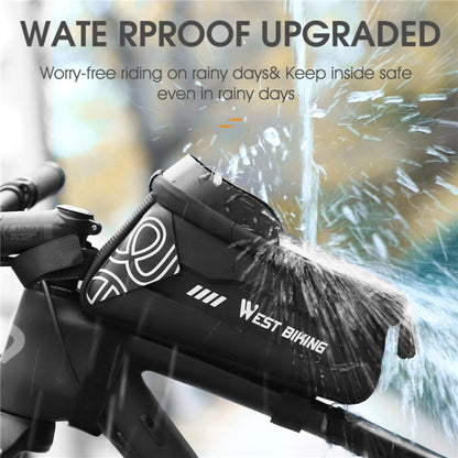 WEST BIKING Bicycle Upper Tube 2.2L Hard Shell Bag For 7.4 Inch Mobile Phone