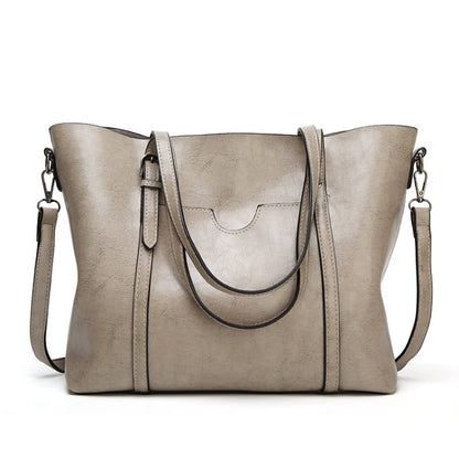 888-G9 Oil Wax Leather All-Match Fashion Handbag, Wine Red, Khaki, Green, Navy Blue, Black, Dark Grey, Deep Purple, Pink