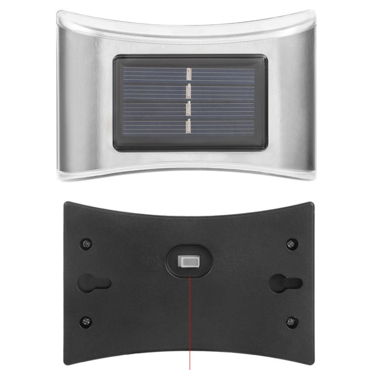 6 LED Solar Outdoor Garden Stainless Steel Wall Lamp, White Light, Warm Light, Color Light