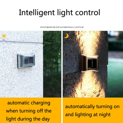 6 LED Solar Outdoor Garden Stainless Steel Wall Lamp, White Light, Warm Light, Color Light