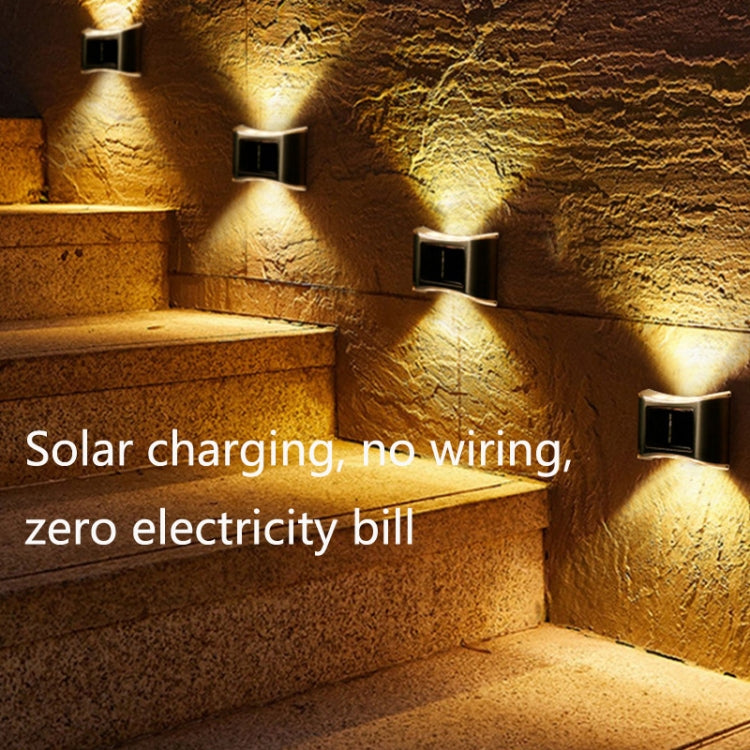 6 LED Solar Outdoor Garden Stainless Steel Wall Lamp, White Light, Warm Light, Color Light