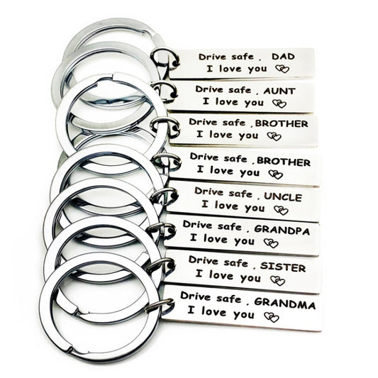 10 PCS C1010 Drive Safe Stainless Steel Tag Keychain, 10x40mm