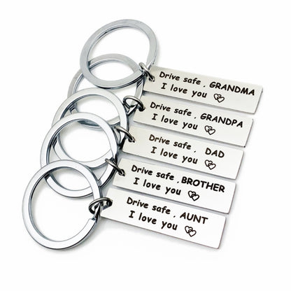 10 PCS C1010 Drive Safe Stainless Steel Tag Keychain, 10x40mm
