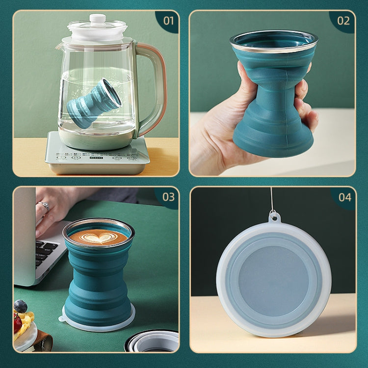 AK1313 320ml Portable Silicone Folding Water Cup With Lid