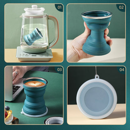 AK1313 320ml Portable Silicone Folding Water Cup With Lid