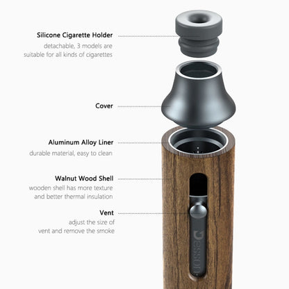 KURKE Anti-Smoke Ash Falling Cigarette Cover Car Ashtray, Walnut