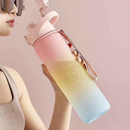 1000ml Large Capacity Gradient ColorsPlastic Sports Water Cup