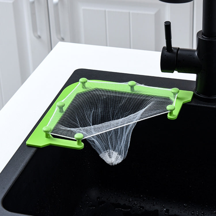 VIB-888 Kitchen Sink Triangle Hanging Net Drain Rack, Blue, Gray, White, Dark Green