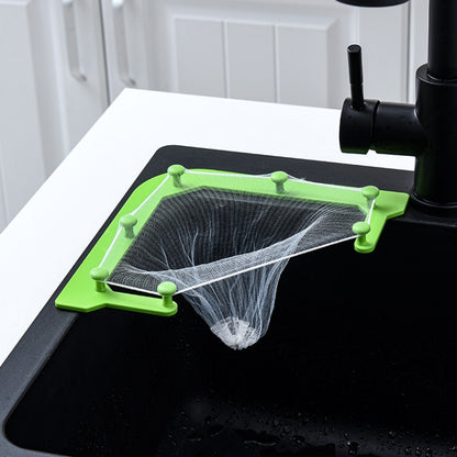 VIB-888 Kitchen Sink Triangle Hanging Net Drain Rack, Blue, Gray, White, Dark Green