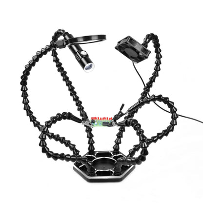 محطة لحام مزودة بمصباح LED بستة فكوك وعدسة مكبرة مع مروحة، N-SS6LMF-BK9، N-SS6LF-BK9
