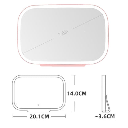 Car Sun Visor Makeup Mirror With LED Light, White, Pink