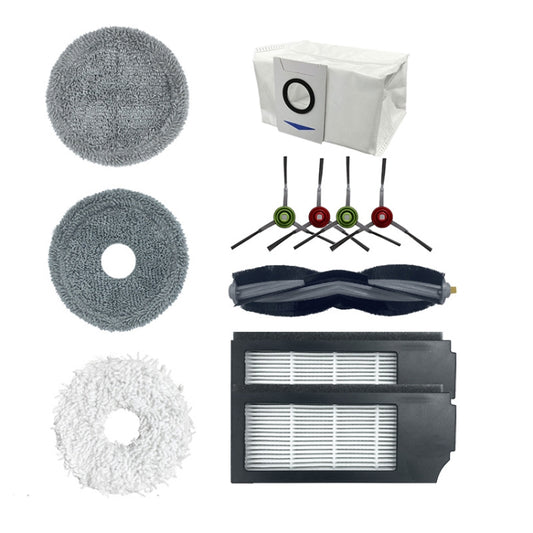 Accessories For Ecovacs Deebot X1, Main Brush, 2 Pairs   Edge Brush, 2 PCS Filter Screen, 2 PCS Rag, 2 PCS Upgrade Rag, 2 PCS Upgrade All Hair  Rag, 2 PCS Dust Bag