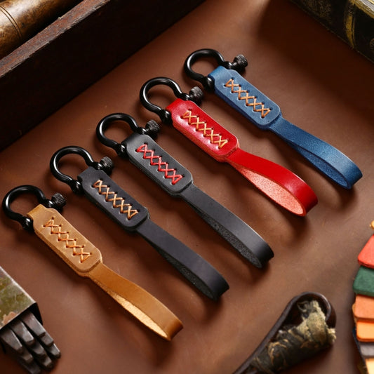 A001 Car Keychain Leather Long Key Rope, Oil Wax Black, Oil Wax Red, Crazy Horse Black, Crazy Horse Brown, Crazy Horse Blue