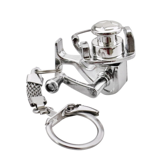 Metal Fishing Wheel Decoration Pendant Mini Wheel Fish Key Chain, A, B, C