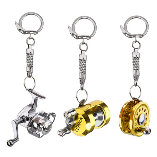 Metal Fishing Wheel Decoration Pendant Mini Wheel Fish Key Chain, A, B, C