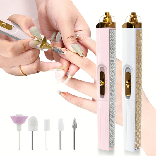 BZX5 5 In 1 USB Nail Polisher Peeling Manicure, Silver White, Rose Pink