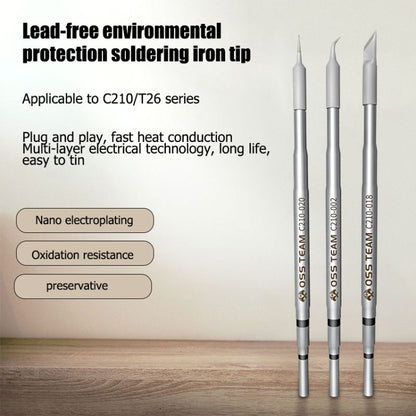 رأس لحام بطرف مكواة اللحام من سلسلة OSS Team C210 لـ JBC T210 / C CD-2SD / 2SHE، رأس مستقيم، رأس بزاوية، رأس سكين
